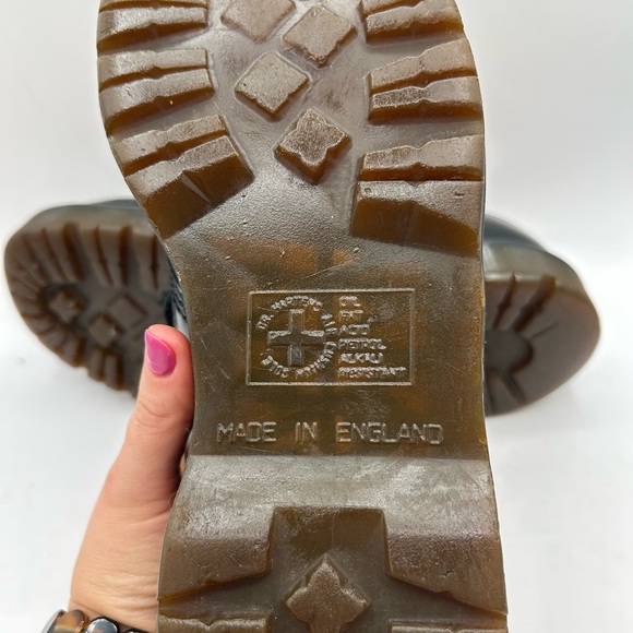 RARE VTG 80s Mens Dr. Martens 8266 Black Oxfords Sz 8 MI ENGLAND Toe Cap Platfo - Picture 4 of 15